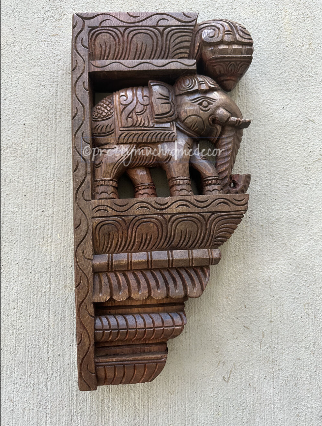 Pair of Hand-Crafted Elephant Corbels