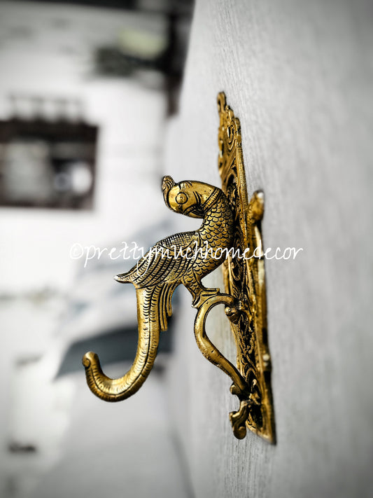 Brass Parrot Wall Bracket For Hanging Diya Lamp