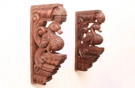 Pair of Brown Peacock Corbels