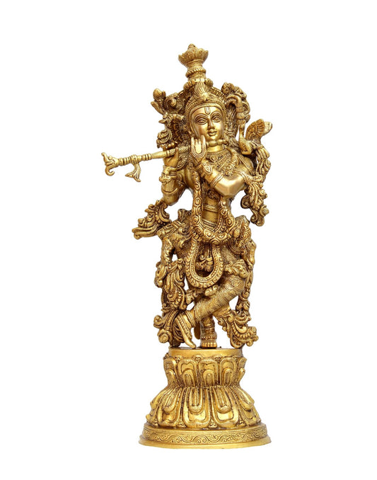 21-Inch Brass Krishna Idol