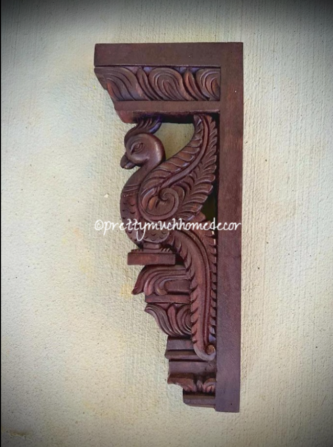 Pair of Wooden Peacock Corbels
