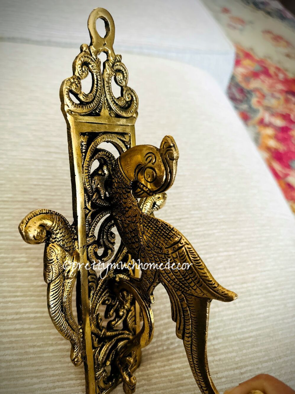 Brass Parrot Wall Bracket For Hanging Diya Lamp