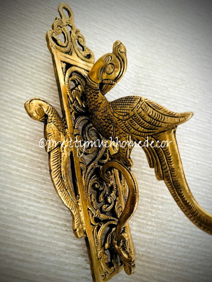 Brass Parrot Wall Bracket For Hanging Diya Lamp