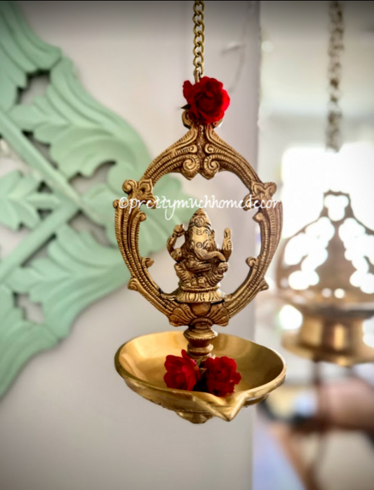 Brass Hanging Ganesha Diya