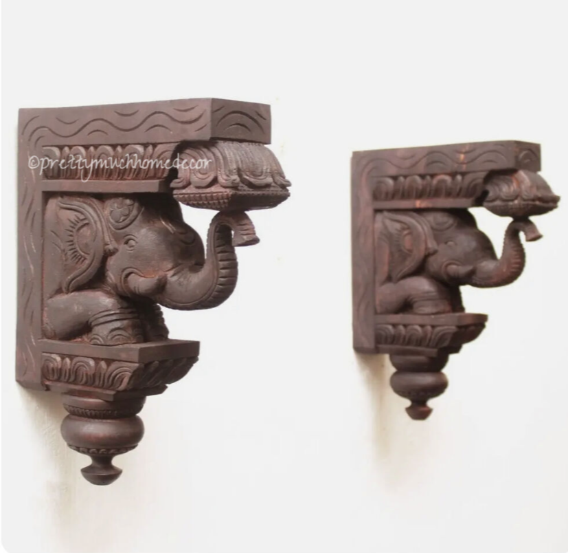 Pair of Small Elephant Corbels