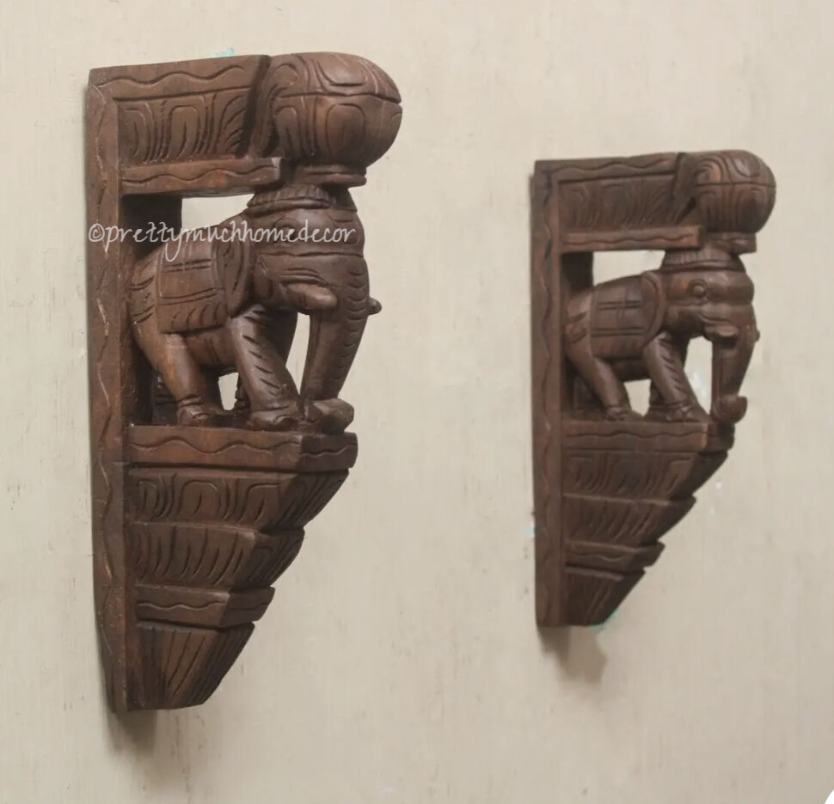 Pair of Antique Elephant Corbels