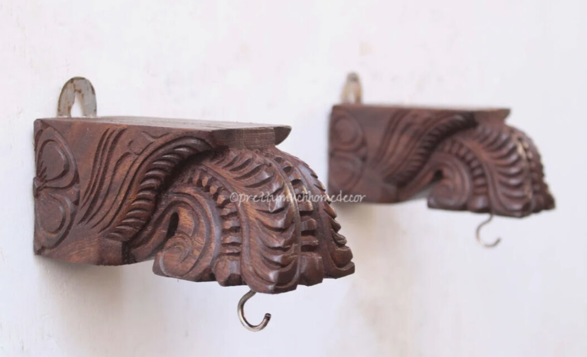 Pair of Small Wooden Corbels