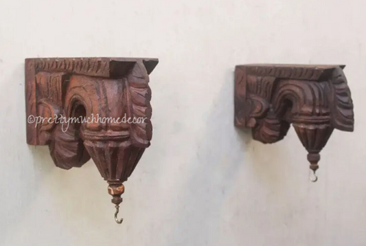 Pair of Wooden Corbels for Diyas